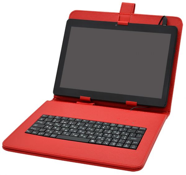  Универсальный Чехол с КЛАВИАТУРОЙ 10 RED (10.1, 9.7, 9.6) micro USB, РУССКИЕ БУКВЫ