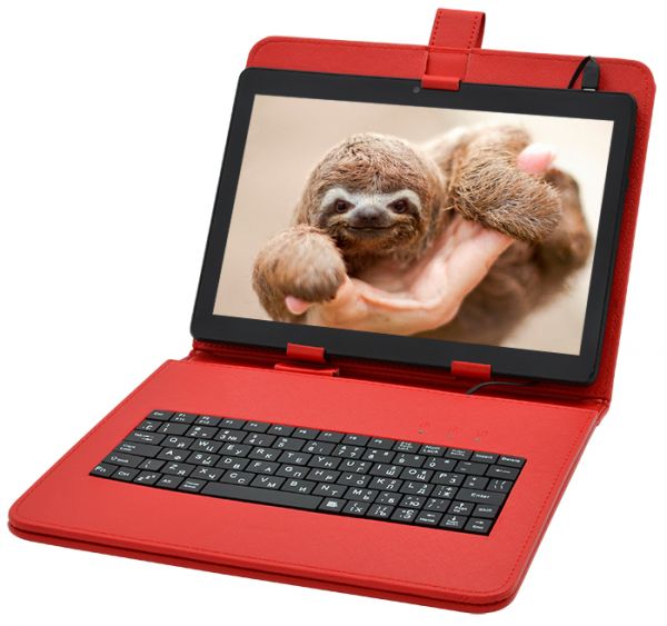  Универсальный Чехол с КЛАВИАТУРОЙ 10 RED (10.1, 9.7, 9.6) micro USB, РУССКИЕ БУКВЫ