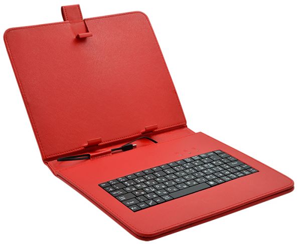  Универсальный Чехол с КЛАВИАТУРОЙ 10 RED (10.1, 9.7, 9.6) micro USB, РУССКИЕ БУКВЫ