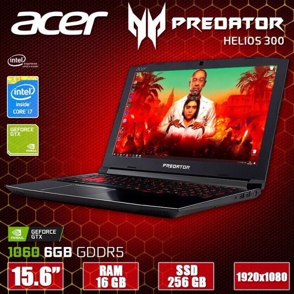 Крутой Мощный Игровой ноутбук Acer Predator Helios 300 N17C1 15.6" i7 7700HQ Nvidia GTX 1060 6GB 16GB + SSD
