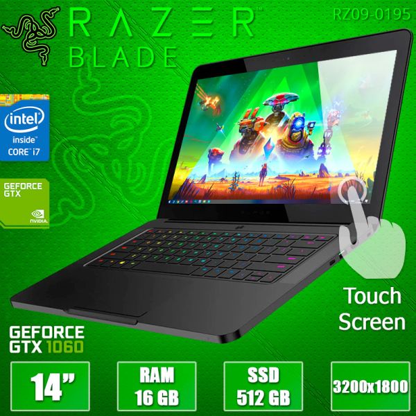 Тонкий Игровой Ноутбук Blade Razer RZ09-0195 14" 3200x1800 Touchscreen i7 6700HQ GTX 1060 6GB 16GB + SSD