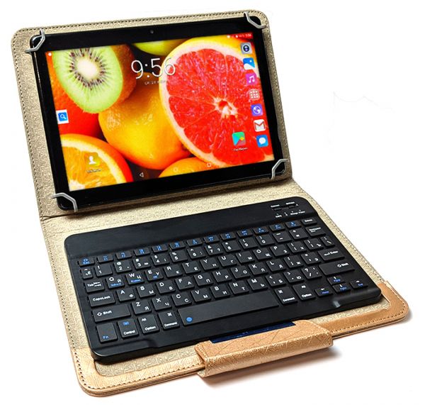 Универсальный Чехол с Bluetooth КЛАВИАТУРОЙ 10 (10.1, 9.7, 9.6) micro USB Gold