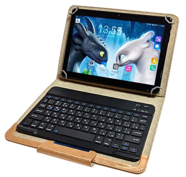 Универсальный Чехол с Bluetooth КЛАВИАТУРОЙ 10 (10.1, 9.7, 9.6) micro USB Gold