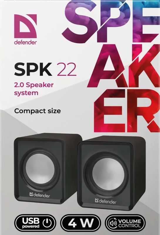 Колонки для компьютера и ноутбука Defender SPK 22 2х2W USB black