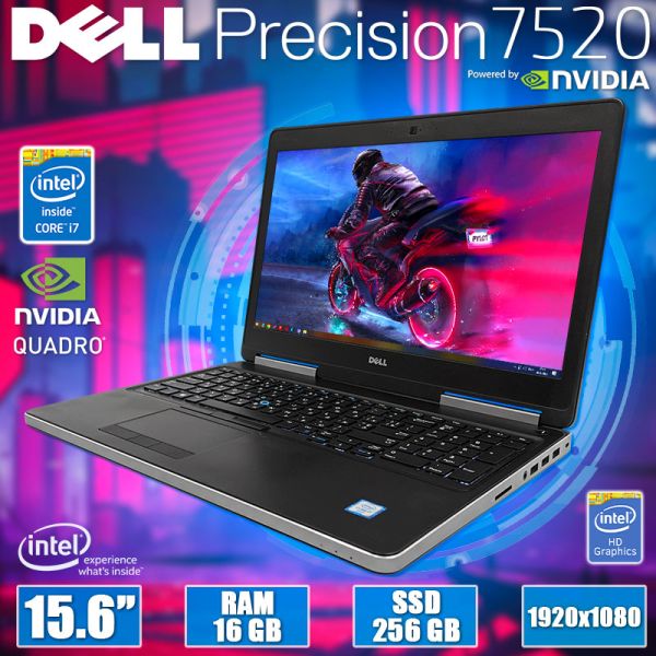 БУ Ноутбук Dell Precision 7520 15.6" FHD IPS i7 7920HQ Quadro M2200 4GB 16GB 256GB SSD