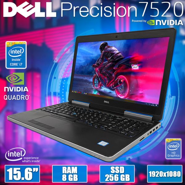 Уценка БУ Ноутбук Dell Precision 7520 15.6" FHD IPS i7 7920HQ Quadro M2200 4GB 8GB + 256GB SSD