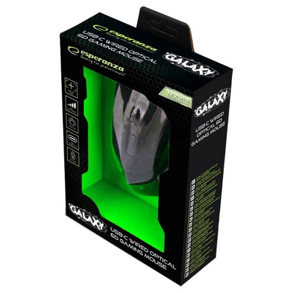 Мышь Esperanza MX212 Galaxy USB Black-Green