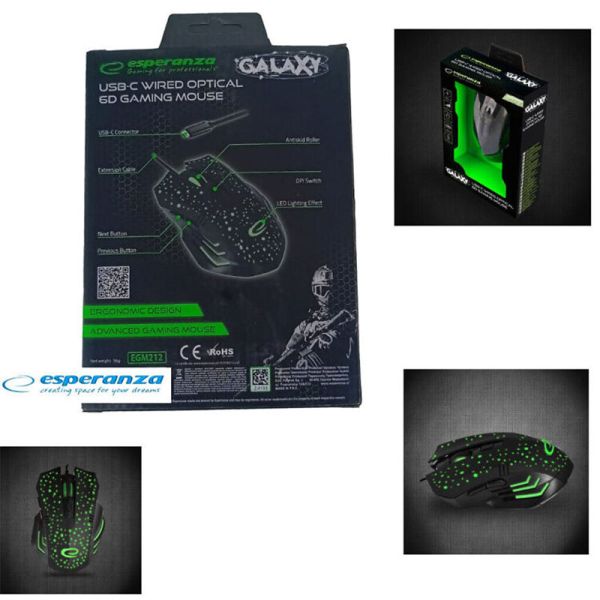 Мышь Esperanza MX212 Galaxy USB Black-Green
