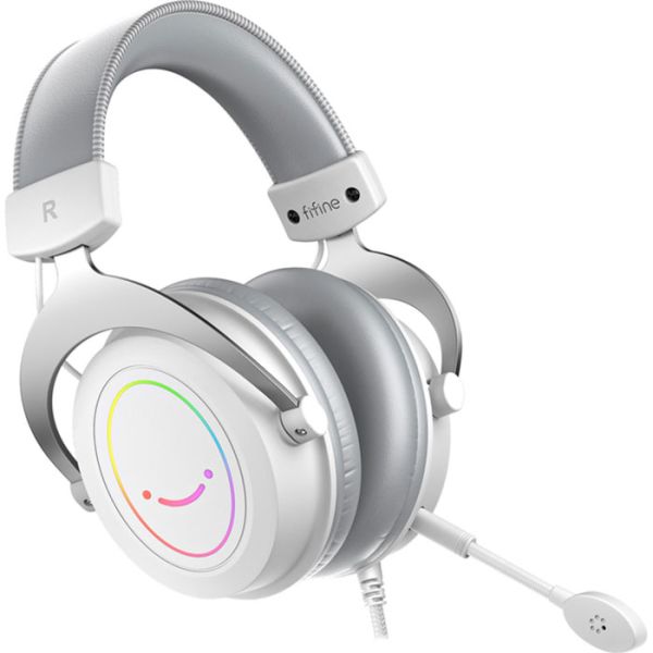 Проводные игровые наушники Fifine H3 RGB White с микрофоном