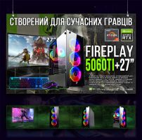 ИГРОВАЯ сборка "FirePlay 5060Ti" |  RTX 5060Ti 16GB | Ryzen 7 8700F |SSD M.2 | Wi-Fi | WIN11| Монитор LED IPS 27"| Игровой набор