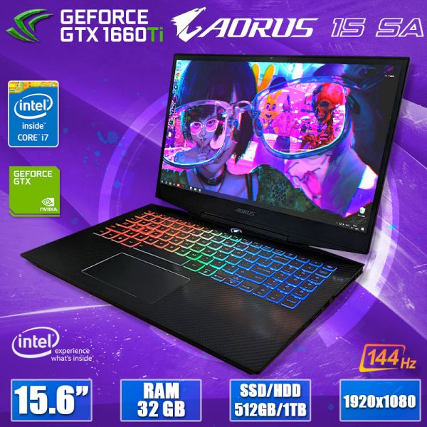 Крутой Мощный Игровой ноутбук Gigabyte AORUS 15-SA 15.6" i7 9750H GTX 1660Ti 32GB +SSD