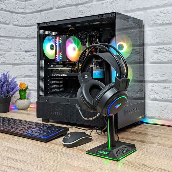 Комплект Проводные игровые наушники Aula S608 Wired Gaming Headset Black с подставкой Ajazz