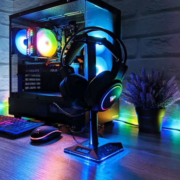 Комплект Проводные игровые наушники Aula S608 Wired Gaming Headset Black с подставкой Ajazz