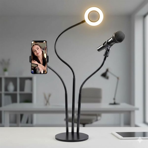 Набор блогера 3в1 Professional Live Stream гибкий штатив с Led кольцом
