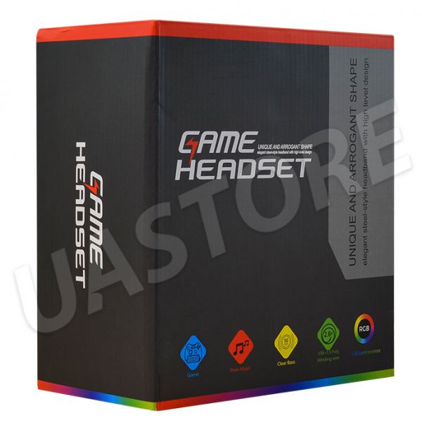Проводные игровые наушники PSH 300 с микрофоном и RGB подсветкой Black