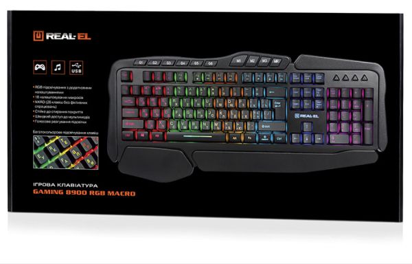 Клавиатура проводная REAL-EL 8900 Gaming RGB Macro