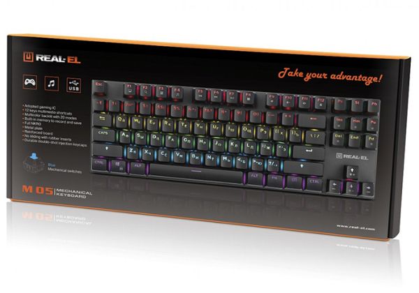 Клавиатура проводная REAL-EL M 05 Grey