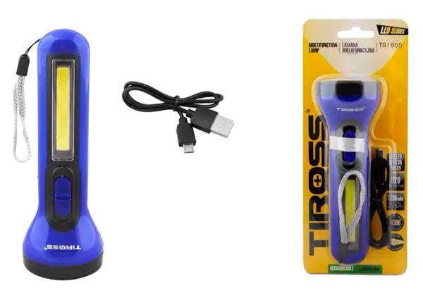 АКЦИЯ! Фонарик Tiross TS1855 ручной microUSB аккумуляторный 1200mAh