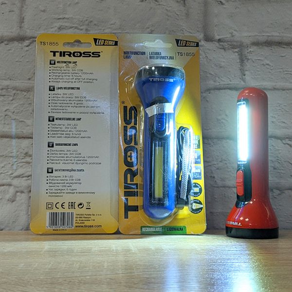 АКЦИЯ! Фонарик Tiross TS1855 ручной microUSB аккумуляторный 1200mAh