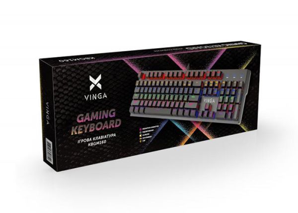 Клавиатура проводная Vinga KBGM160 LED Outemu Blue USB Black