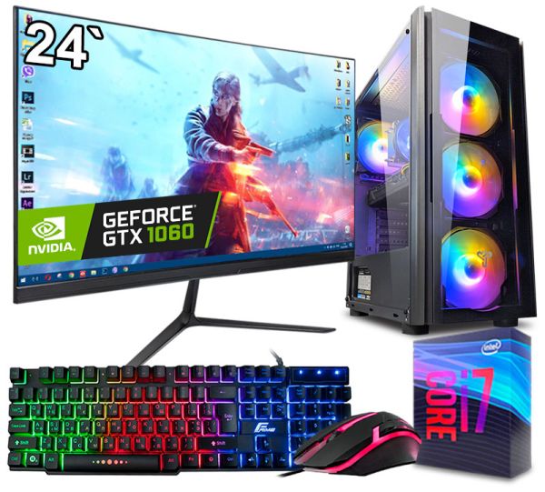 Игровой компьютер + Монитор 24'' Intel i7 + GTX 1060 +16GB +SSD M.2+Win10 + Игровой набор! (ZEVS PC10000U)