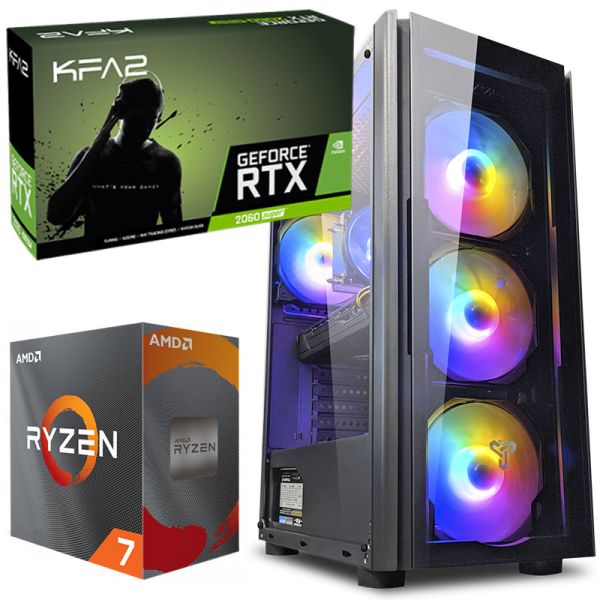 Игровой компьютер RYZEN 7 8 ядер + RTX 2060 SUPER 8GB +32GB DDR4+SSD M.2(ZEVS PC12720PRO)