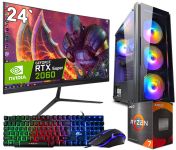 Игровой компьютер + Монитор 24" RYZEN 7 8 ядер + RTX 2060 SUPER 8GB +16GB DDR4+SSD M.2 Клавиатура +Мышка(ZEVS PC12720R)