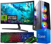 АКЦИЯ! Игровой Компьютер + Монитор 27" Intel i5 12400F + RTX 4060 8GB +16GB DDR4 + SSD M.2 +Клавиатура +Мышка(ZEVS PC 13360R)