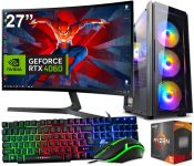 АКЦИЯ! Игровой Компьютер + Монитор 27" Ryzen 5 5500 + RTX 4060 8GB +16GB DDR4 (ZEVS PC 13710R)