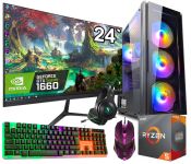 Игровой компьютер + Монитор 24" RYZEN 5 6 ядер + GTX 1660Super 6GB +16GB +Клавиатура +Мышка (ZEVS PC 9390U)