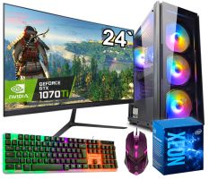 Игровой компьютер + Монитор 24'' Intel Xeon E5-2640 v4 + GTX 1070Ti 8GB +SSD M.2+Клавиатура +Мышка(ZEVS PC 9530U)