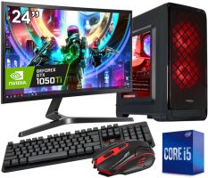 Игровой компьютер + Монитор 24'' Intel i5 4x3.6 GHz + GTX 1050TI 4GB + 16GB DDR4 + ИГРЫ + Клавиатура + Мышь(ZEVS PC9800U)