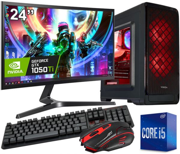 Игровой компьютер + Монитор 24'' Intel i5 4x3.6 GHz + GTX 1050TI 4GB + 16GB DDR4 + ИГРЫ + Клавиатура + Мышь(ZEVS PC9800U)