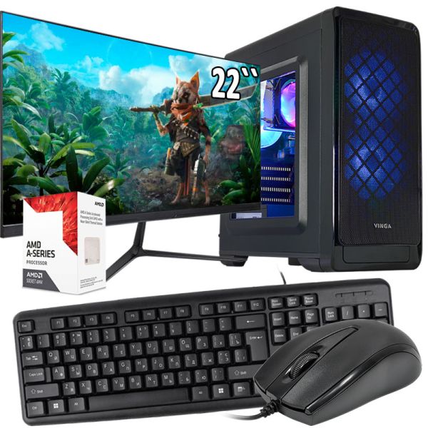  Класный компьютер + Монитор 22'' AMD A10-5800K + SSD + Клавиатура + Мышка (ZEVS PC A750PRO)